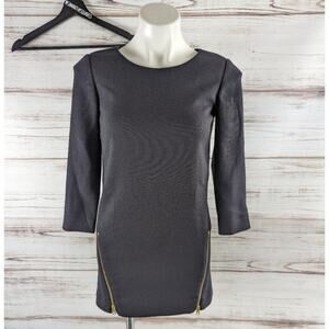 J. Crew Black Long Sleeve Zipper Detail Black Dress sz 0P